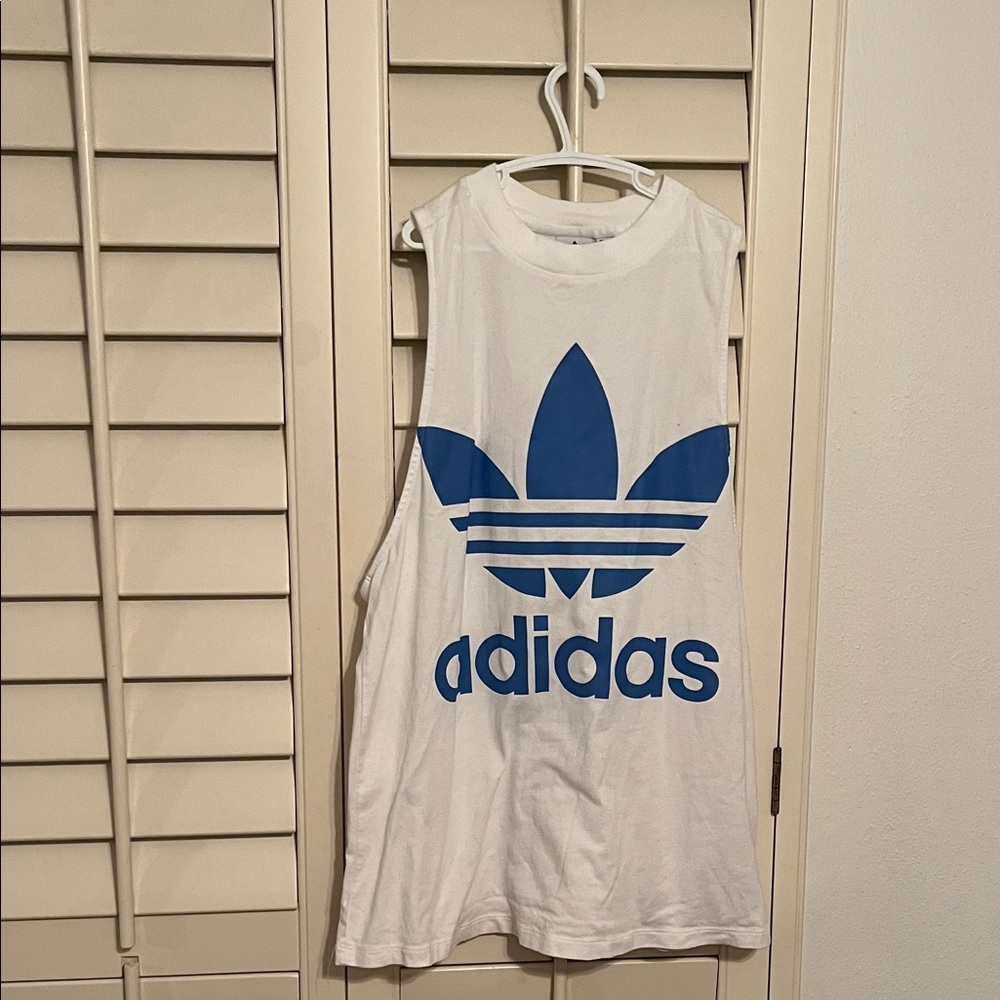 4/$25 SALE ADIDAS Unisex Blue Logo Muscle Tank Size Medium